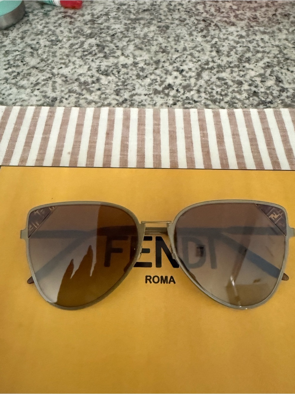 Fendi Gold Frame Sunglasses with Brown Gradient Lenses